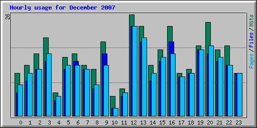 Hourly usage for December 2007